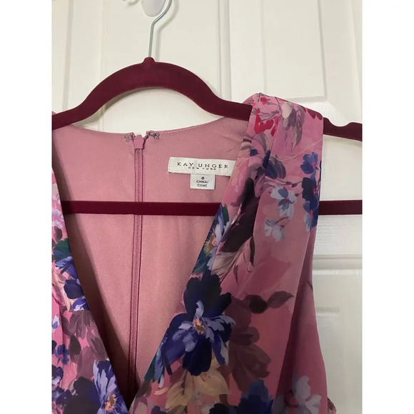 Kay Unger Ellen Pleated Floral Dress Size 0 - Picture 6 of 10